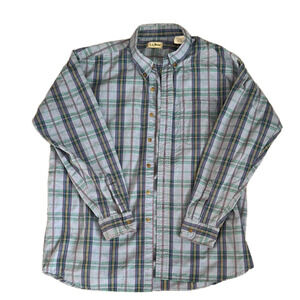 L.L. Bean Men's Blue Plaid Shirt XL Tall - Vintage